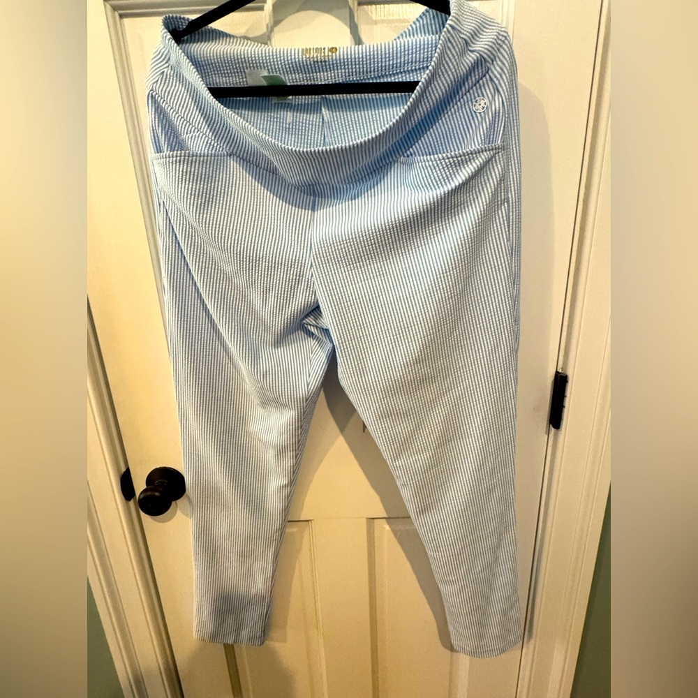 Lilly Pulitzer Luxeletic Leggings in white/blue. Size 16.